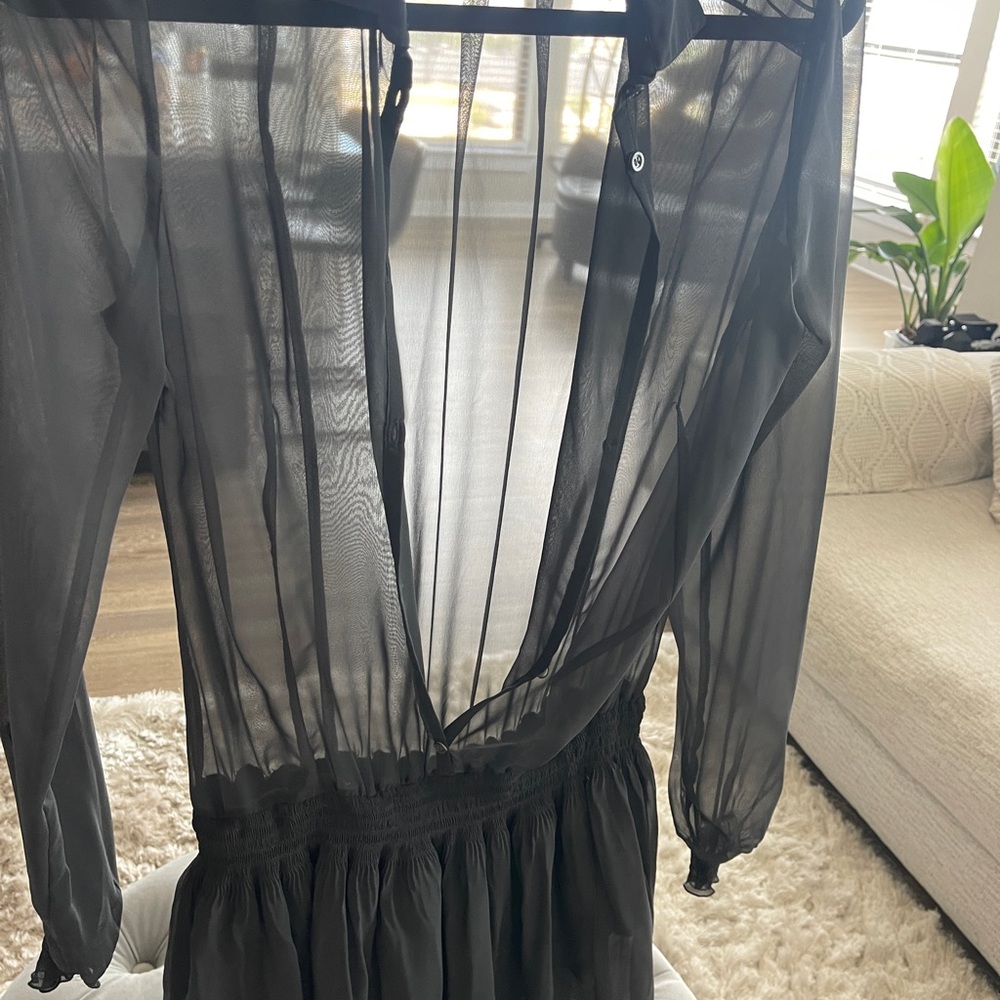 Patrizia Pepe Charcoal Sheer Blouse
